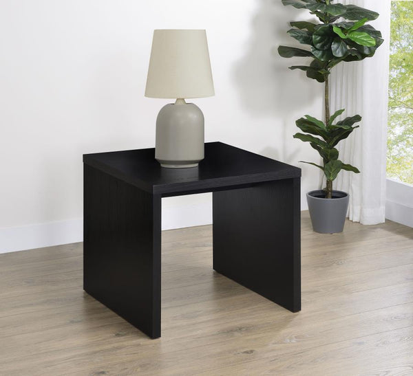  offering modern style and functionality. Crafted from durable engineered wood and finished with a sleek black