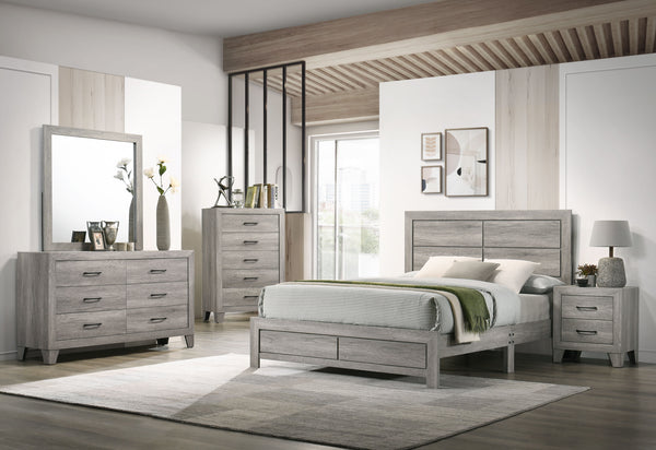  contemporary charm with its light wood grain finish