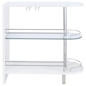 Adolfo - Rectangular 2-Tier Home Bar Table - White High Gloss