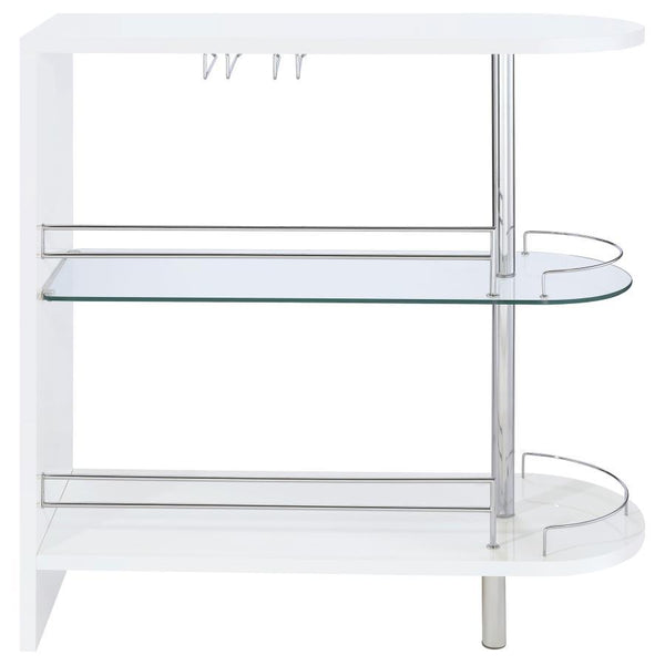 Adolfo - Rectangular 2-Tier Home Bar Table - White High Gloss