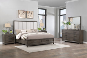 The Landon 5-Piece Wood Platform Bedroom Set combines durability, style, and functionality, making it an excellent choice for any modern bedroom. This set is crafted from solid Pine, high-quality engineered woods, and genuine Mindi wood veneers, ensuring 
