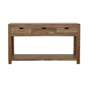  this piece exudes rustic charm while offering practical storage. Three slide-out drawers with wooden glides provide easy access t