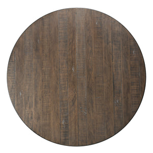  or farmhouse style of your home with this Rapaela round dining table The single pedestal base provides maximum stability while allowing sufficient leg space for comfortable seating. The metal trim gives this table a modern 
