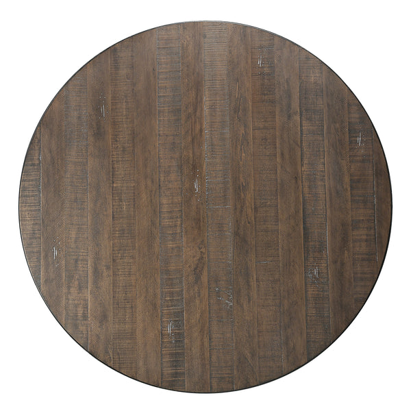  or farmhouse style of your home with this Rapaela round dining table The single pedestal base provides maximum stability while allowing sufficient leg space for comfortable seating. The metal trim gives this table a modern 