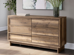  retooled for todayâ€™s trends. This dresser puts an elevated twist on mod aesthetics. Its warm brown tones reflect the mid-century vibes you love