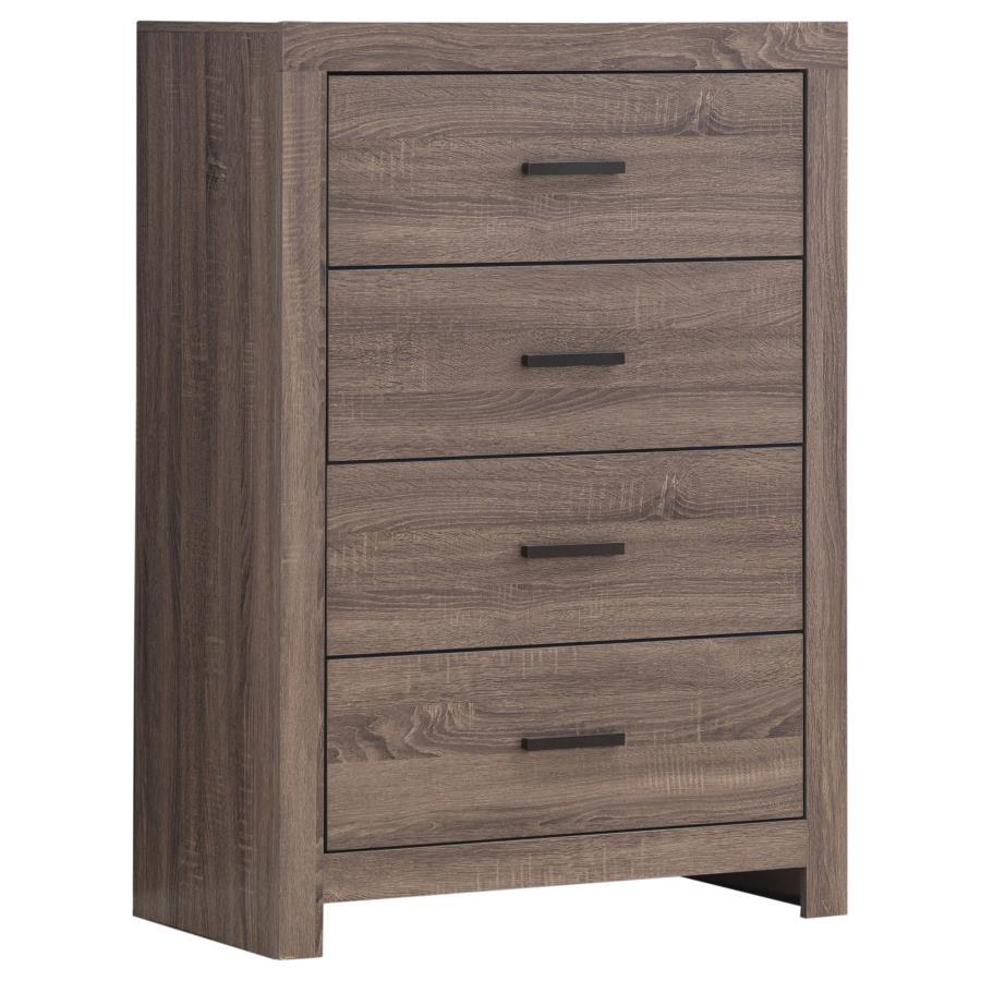 This four-drawer chest combines modern style with practical storage. Its clean-lined frame complements contemporary spaces, while four spacious drawers provide ample room for clothing, linens, and accessories. Crafted from engineered wood with a durable l