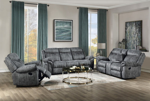 KD Back, GLIDER & Motion Reclining Function â€¢ Tight Back & Seat Cushion (1+1) â€¢ Features: Horizontal Tufted â€¢ CONSTRUCTION â€¢â€¢ SEAT: Pocket Coil, Inside Frame: Wood, Foam â€¢ BACKREST: Tight Cushion â€¢ ARMREST: Pillow Top â€¢ Metal Base with Rec