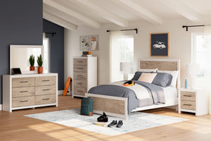 Charbitt - Two-tone - 6 Pc. - Dresser, Mirror, Full Panel Bed, 2 Nightstands