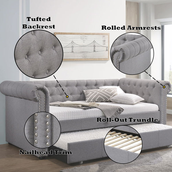 Justice - Daybed - Smoke Gray Fabric