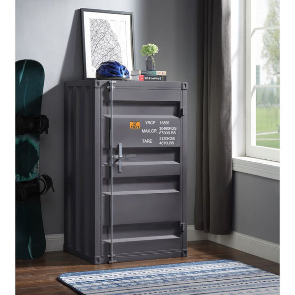 KD, Rectangular Chest Storage: 1 Metal Door (Inside: 5 Compartments w/4 Metal Shelves) Features: Metal Frame, Recessed Panels (Cargo Container Panels), Full-Length Container Lock (NO LEGS) CONSTRUCTION Metal Case: Iron Plate (40 x 40mm)<br/><br/><b>Produc