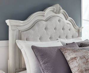 Montelaine - Antique White - California King Upholstered Panel Bed