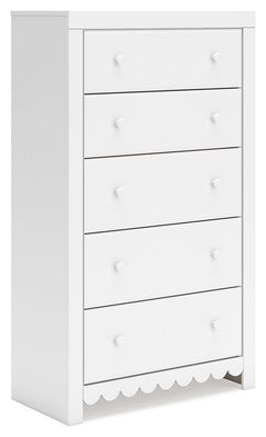 Make getting ready for the day (or bed) that much more magical with this chest of drawers. Charmingly cute with its scalloped detailing, it appeals to both her sense of playful whimsy and your love for modern design. And the chest-'s crisp white finish gi