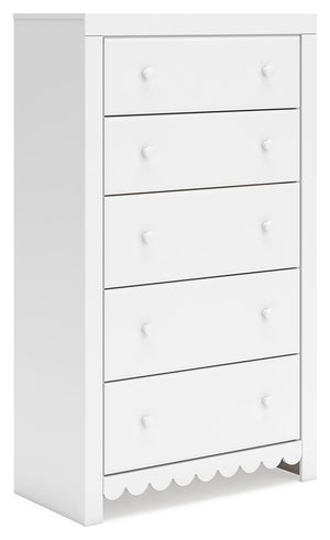 Make getting ready for the day (or bed) that much more magical with this chest of drawers. Charmingly cute with its scalloped detailing, it appeals to both her sense of playful whimsy and your love for modern design. And the chest-'s crisp white finish gi