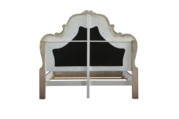 Dresden - California King Bed - Vintage Bone White & PU - 76"