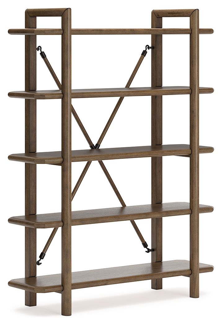 Give your mid-century modern decor that finishing touch with this bookcase. Spacious shelves, thick solid wood frames and a unique back brace enhance the design with stunning style. This bookcase takes minimalism to the max.<br><br><b>Additional Dimension
