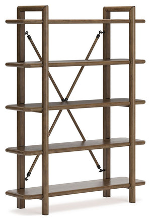 Give your mid-century modern decor that finishing touch with this bookcase. Spacious shelves, thick solid wood frames and a unique back brace enhance the design with stunning style. This bookcase takes minimalism to the max.<br><br><b>Additional Dimension