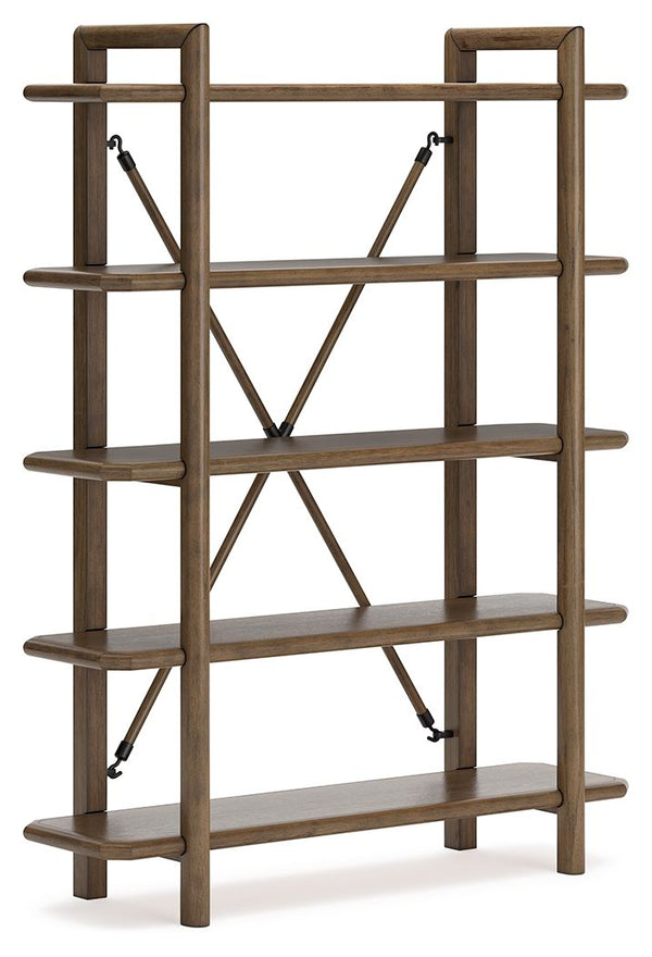 Give your mid-century modern decor that finishing touch with this bookcase. Spacious shelves, thick solid wood frames and a unique back brace enhance the design with stunning style. This bookcase takes minimalism to the max.<br><br><b>Additional Dimension
