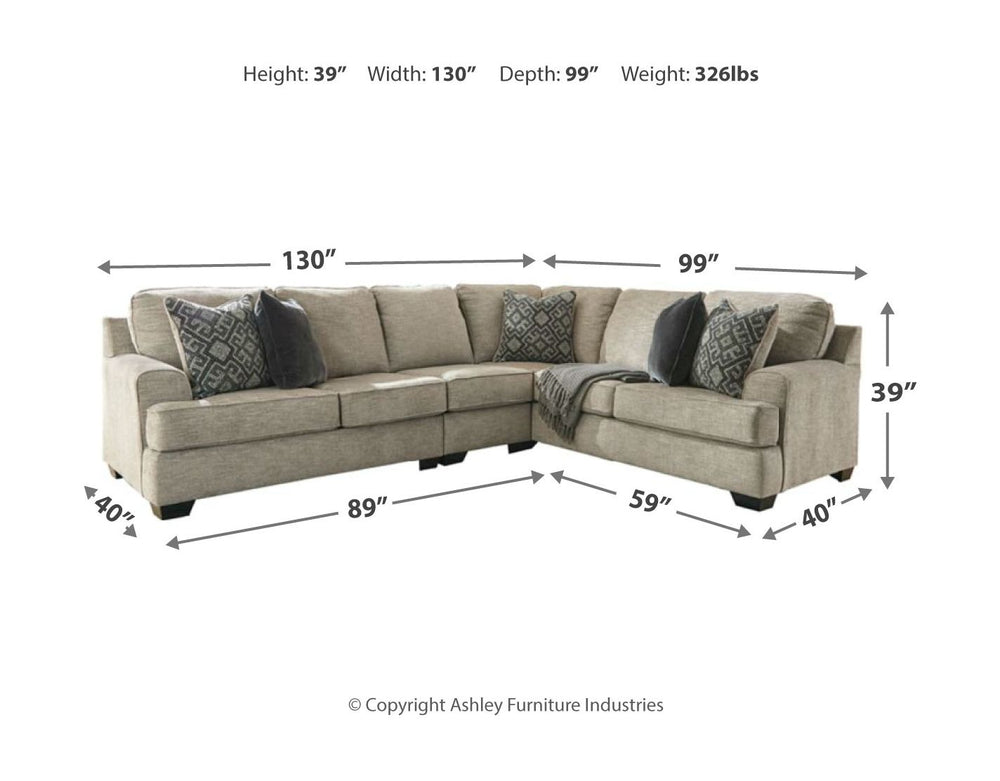 Whether your vision is clean and contemporary or cozy modern farmhouse, this sectional in a stone-tone neutral upholstery has the corner on style. Merging ultimate comfort with striking good looks, this chic sectional includes five coordinating accent pil