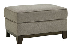 Whether your style is American classic, contemporary or an eclectic mix, this beautifully versatile ottoman is sure to look right at home. Distinctive elements include an exposed base, welt trim and a decadently plush woven upholstery in a rich neutral sh