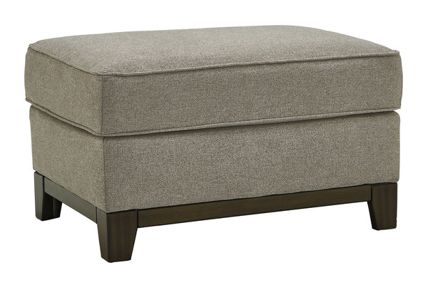 Whether your style is American classic, contemporary or an eclectic mix, this beautifully versatile ottoman is sure to look right at home. Distinctive elements include an exposed base, welt trim and a decadently plush woven upholstery in a rich neutral sh
