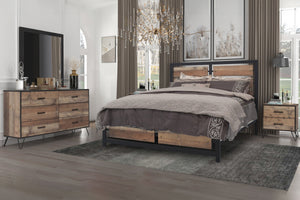  crafted for those who appreciate a blend of modern industrial design and practical functionality. This set includes a bed
