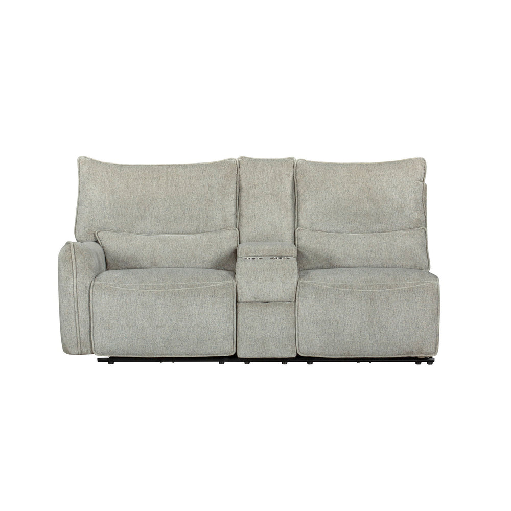 The Remsen 3-Piece Power Reclining Sectional in Latte Brown offers a perfect blend of luxurious comfort and modern convenience. Its soft, textured brown upholstery, accented with touches of gray and beige, is crafted from 100% easy-care polyester, providi