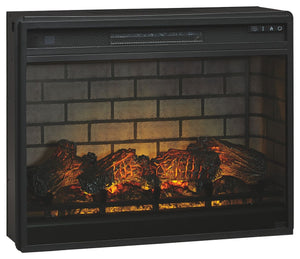 Enjoy the cozy feel of a cracklinâ€™ fireplace without the hassle, maintenance or cleanup. Available as an addition on select TV stands and entertainment centers, this fireplace insert with faux firebrick surround operates with or without infrared heat an