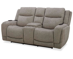 Penfield offers a remote control for a zero-gravity recline, power headrest, lumbar support, and heat and massage features for added relaxation. Made from durable and soft 100% polyester fabric, the Penfield has stylish two-tiered track arms.The loveseat 
