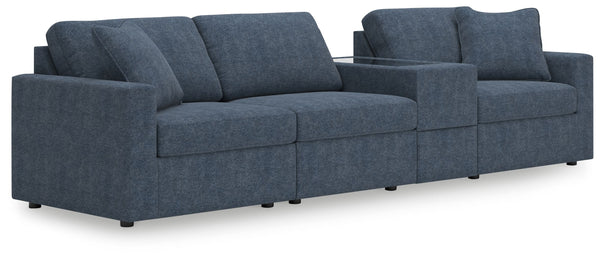 Looking cool and contemporary is great. But when it comes down to it, youâ€™re all about low-maintenance lounging. With the performance fabric on this sectional with console, cleaning spills is a breeze. Its customizable modular design caters to your ever