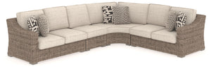 Sporting an easy-on-the-eyes look inspired by driftwood, this sectional elevates the art of indoor-outdoor living. Beautiful and durable enough for indoor and outdoor use, this high-style/low-maintenance set entices with plush, removable cushions wrapped 