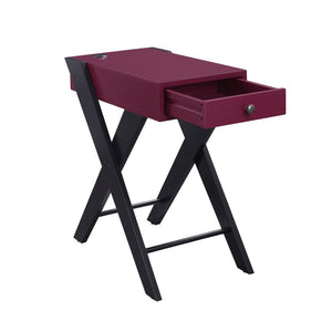  this piece features a wooden top with a USB power dock and X-shape side legs. While a pullout drawer offers plenty of storage for small accessori