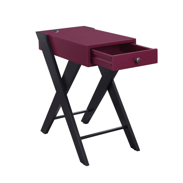  this piece features a wooden top with a USB power dock and X-shape side legs. While a pullout drawer offers plenty of storage for small accessori