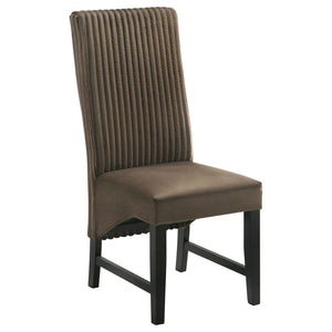  elegant look. The seat back features wide channel corduroy upholstery