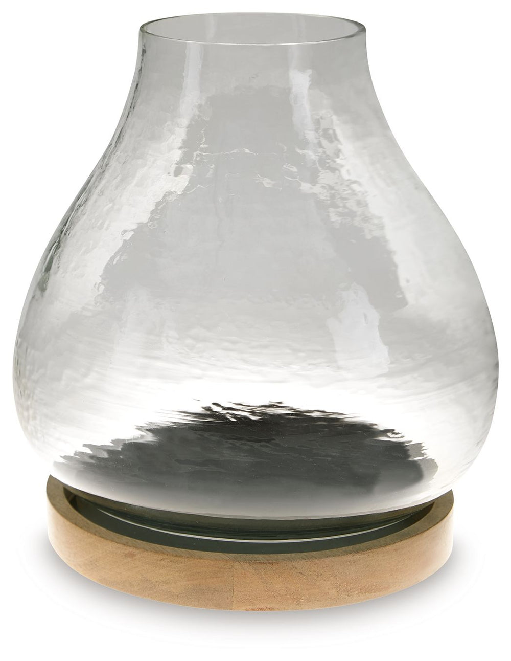 The warbled texture of this glass candle holder gives it a casual, rustic charm. Add a pillar candle in the color of your choice, or use a white candle for that classic look. The hurricane candle holder creates a lovely ambiance when placed on a dining ta