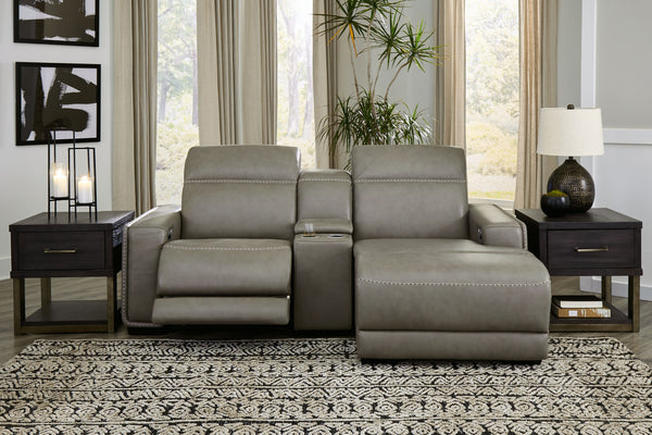  this power reclining sectional with chaise proves that just because youâ€™re a recliner doesnâ€™t mean you have to look like one. Deceptively beautiful