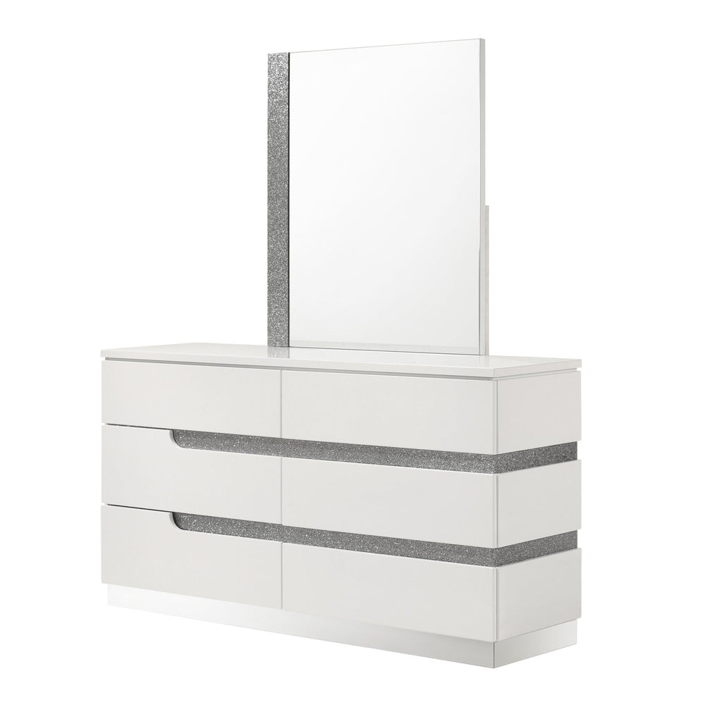 The Paradox Mirror in White is a perfect blend of contemporary style and superior functionality. Featuring a gleaming white gloss laminate finish, it offers a sleek, modern look with the added benefits of scratch and water resistance. This mirror is const