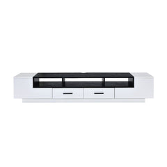 Bring an updated modern flair to your living room with this Armour TV Stand. Showcasing a clean-lined design, this piece offers open compartments and drawers for storage and displaying. Cord management is included to provide functionality while the wooden