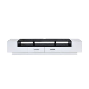 Bring an updated modern flair to your living room with this Armour TV Stand. Showcasing a clean-lined design, this piece offers open compartments and drawers for storage and displaying. Cord management is included to provide functionality while the wooden