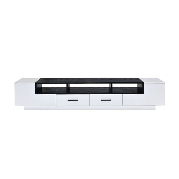 Bring an updated modern flair to your living room with this Armour TV Stand. Showcasing a clean-lined design, this piece offers open compartments and drawers for storage and displaying. Cord management is included to provide functionality while the wooden