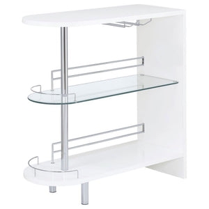  it has a modern and glamorous look. Two tempered glass shelves provide lots of space for storage
