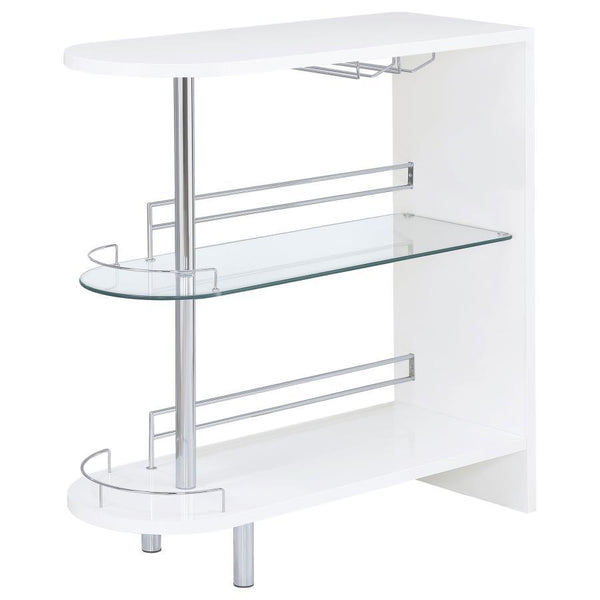  it has a modern and glamorous look. Two tempered glass shelves provide lots of space for storage