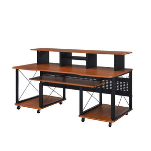  the Megara music desk is a great option for aspiring artists or producers. It offers plenty of mounting rack space for a lot of musical equipment. It features a pull-out keyboard tray and a smaller pull-out tray on the hutch f