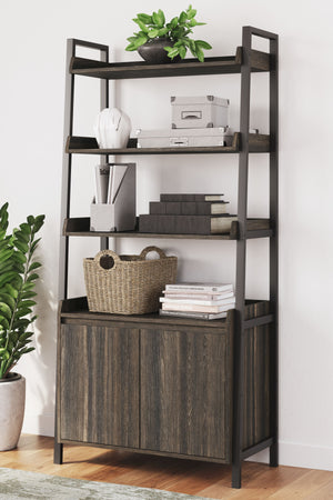  while the four open shelves and lower cabinet keep workspace essentials organized in sleek style.<br><br><b>Additional Dimensions</b>