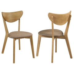 Choose the versatile design rooted in mid-century modern motifs and a breezy island vibe in your casual kitchen or compact dining space. This set of two dining side chairs is built of Asian hardwood and various wood products with a light walnut finish. A 
