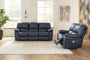 Focus on function. This practical living room set balances contemporary character and irresistible comfort. Its affordable, expertly matched leather and faux leather upholstery keeps your style up to speed without breaking the bank. Reclining with the tou