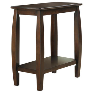 Elevate your living space with this stylish chairside table, designed to blend elegance with practicality. Crafted from solid poplar and basswood, this table is enhanced by engineered wood and a birch veneer for added durability. The rich cappuccino finis