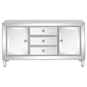  it offers ample concealed storage without sacrificing style. Tapered