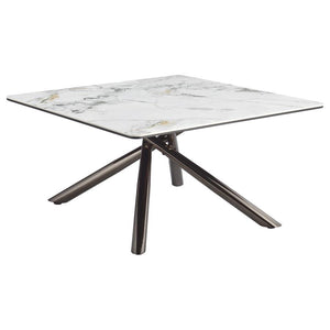 Carvell - Square Sintered Stone Top Coffee Table - Mirage White