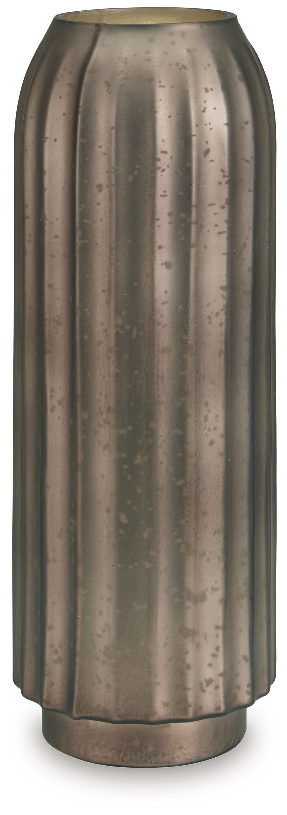 If contemporary style speaks to your design sensibilities, this vase will captivate you with its on-point aesthetics. A stunning mercury glass finish and fluted design make it a visual delight. This exquisite piece effortlessly stands out on its own, or y