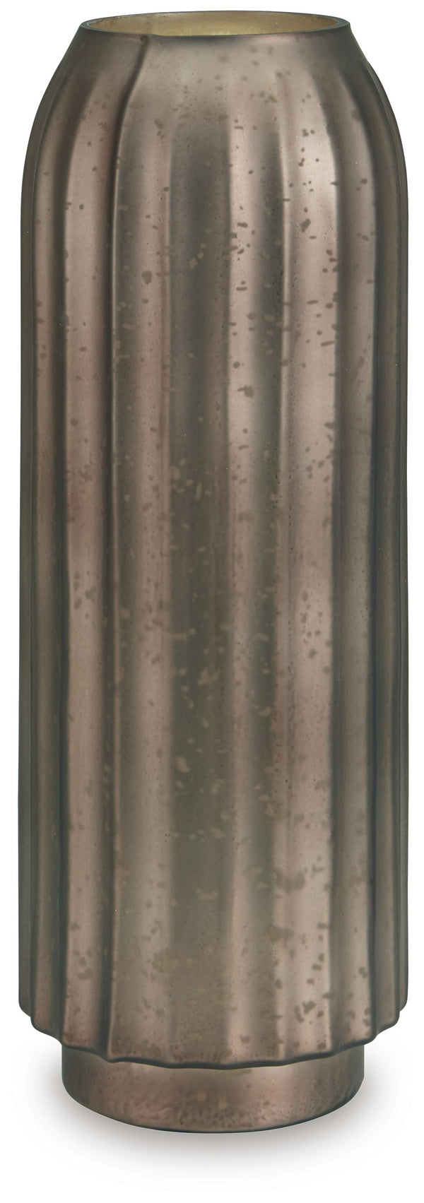 If contemporary style speaks to your design sensibilities, this vase will captivate you with its on-point aesthetics. A stunning mercury glass finish and fluted design make it a visual delight. This exquisite piece effortlessly stands out on its own, or y